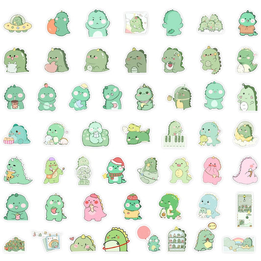 50PCS DIY Waterproof Stickers - Cute Dinosaurs