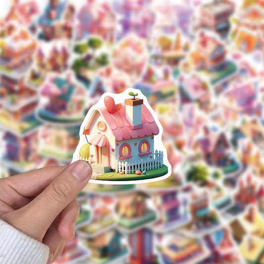 50PCS DIY Waterproof Stickers - Candy House