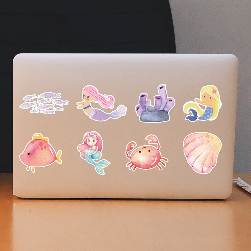 50PCS DIY Waterproof Stickers - Ink-Wash Style Mermaids