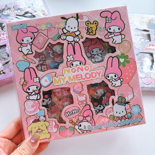 Cute Cartoon PET Transparent Waterproof Stickers – 100PCS Set