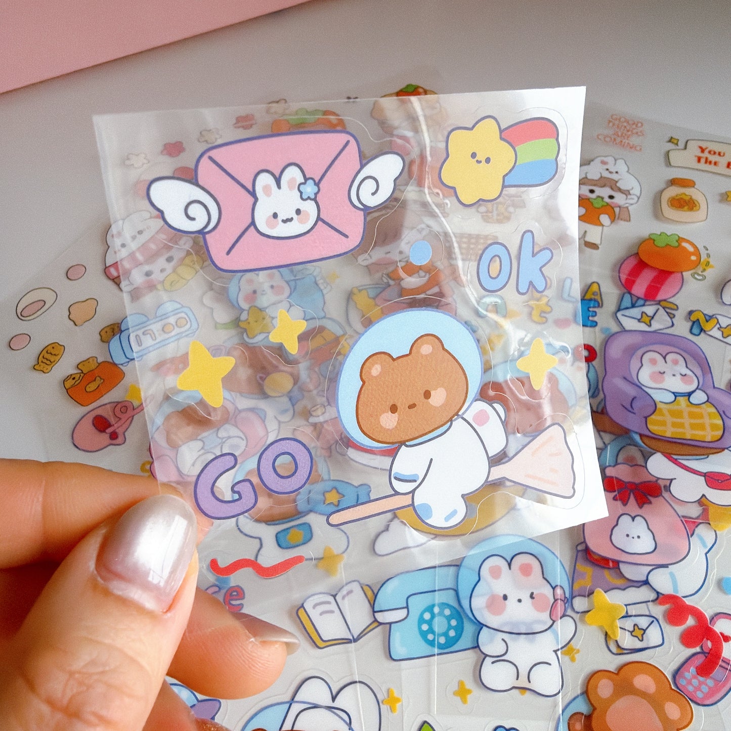 Cute Plush Bear Keychain & Stationery Gift Set