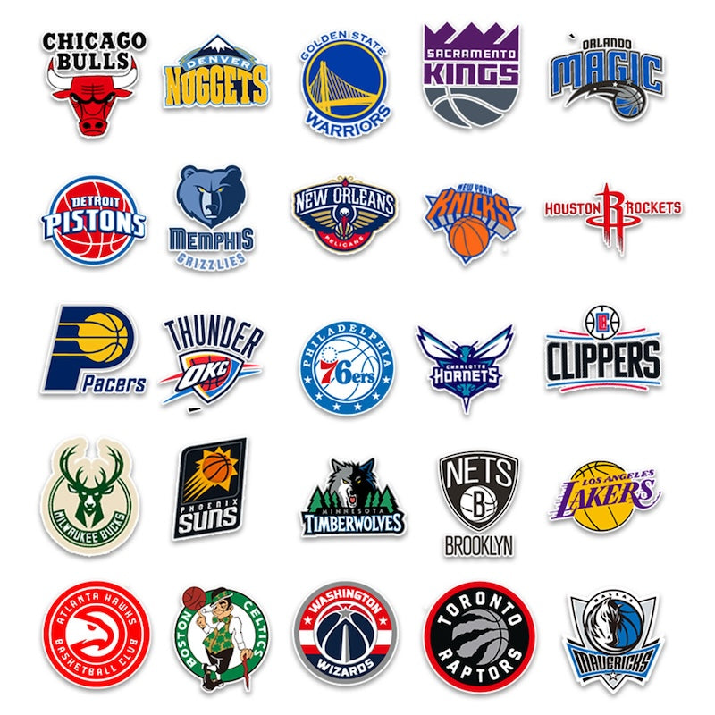 50PCS DIY Waterproof Stickers - Basketball Teams