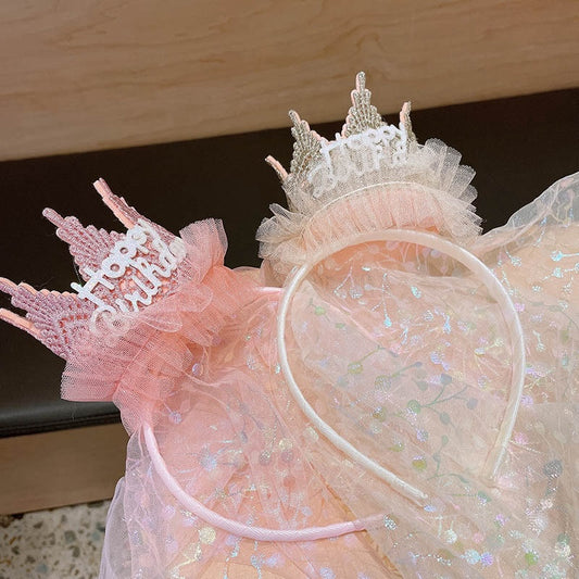 Cute Princess Crown Tulle Birthday Headband