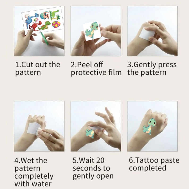 Cute Temporary Tattoos 10 Sheets - Dinosaurs