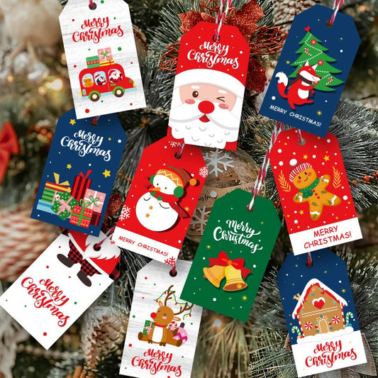 50-Pack Christmas Gift Tags with Twine – Holiday Labels & Tree Decorations