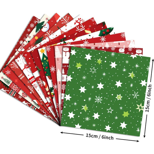 12-Sheet Christmas DIY Paper Set – Vintage Holiday Craft Pack C