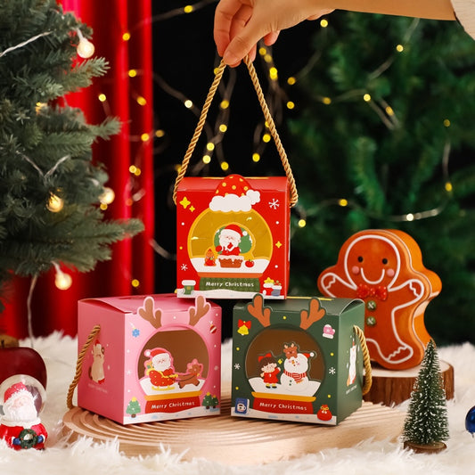 Christmas Windowed Boxes – Cute Handheld Kids Gift Packaging (Set of 4)