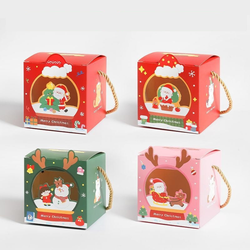 Christmas Windowed Boxes – Cute Handheld Kids Gift Packaging (Set of 4)