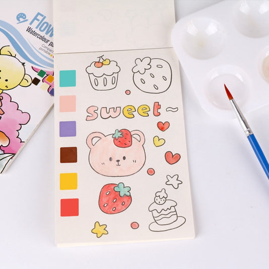 Watercolor Paint Book for Kids – All-in-One Coloring Set with Brush