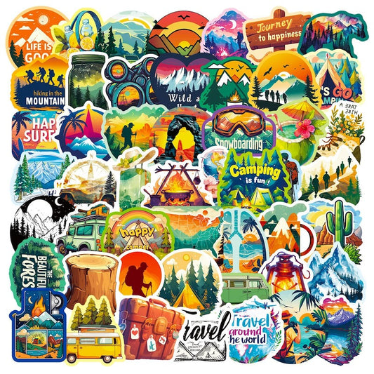 50PCS DIY Waterproof Stickers - Outdoor Adventure