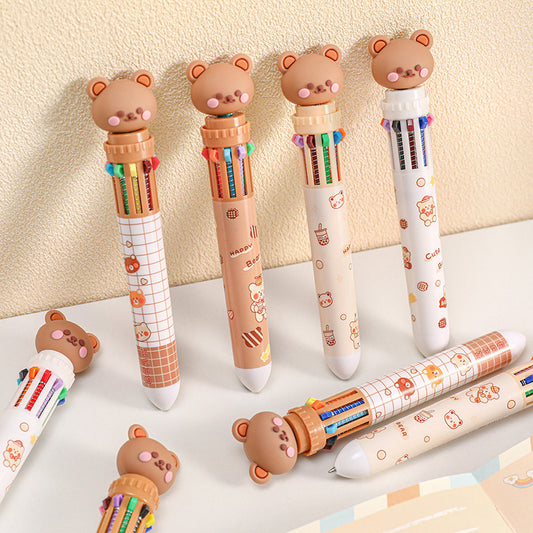 Cute Bear 10-Color Retractable Ballpoint Pen