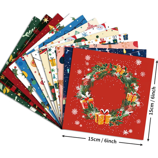 12-Sheet Christmas DIY Paper Set – Vintage Holiday Craft Pack B