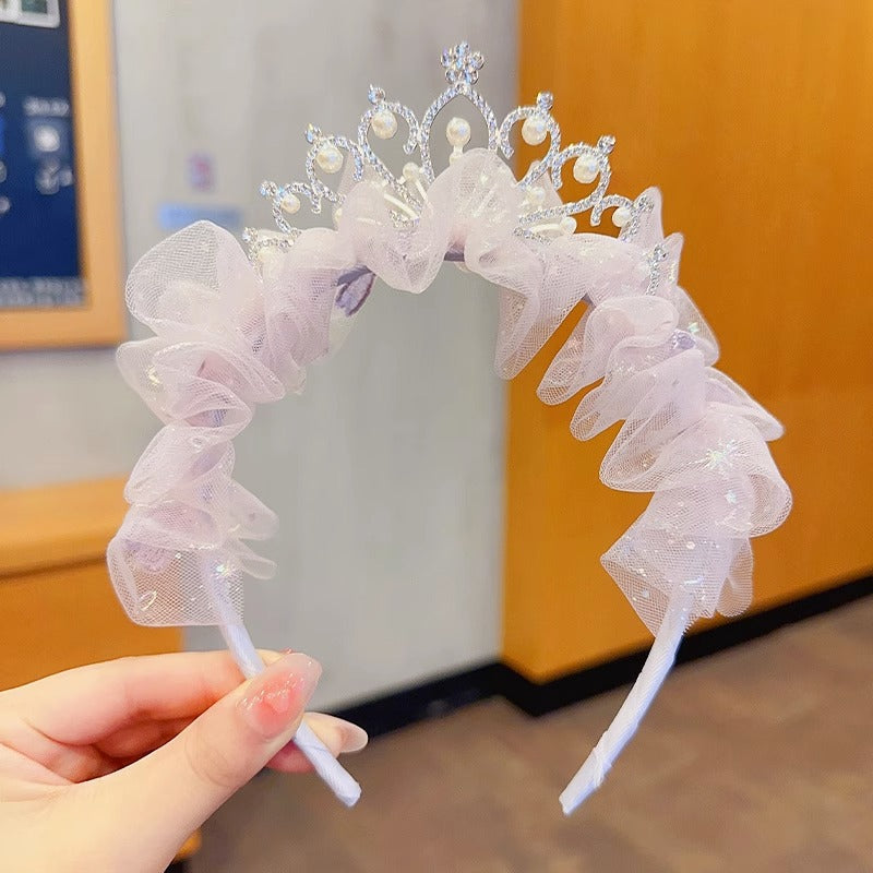 Princess Crown Pearl Bow Headband