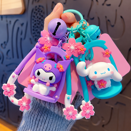 Japanese-Style Sakura Swing Keychain