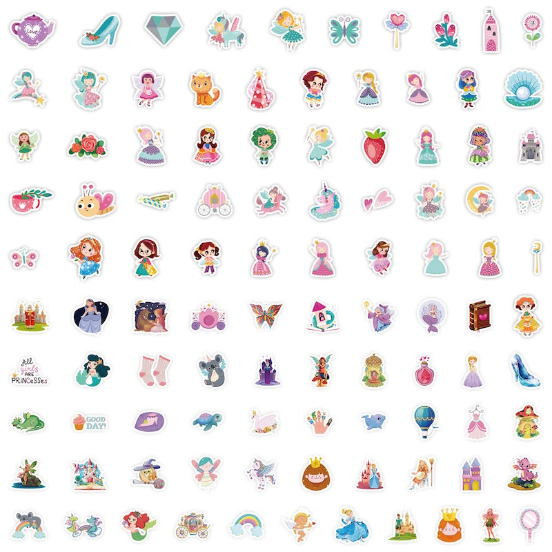 100PCS DIY Waterproof Stickers - Fairytales