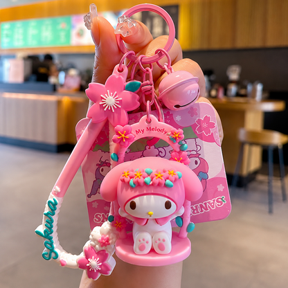 Japanese-Style Sakura Swing Keychain