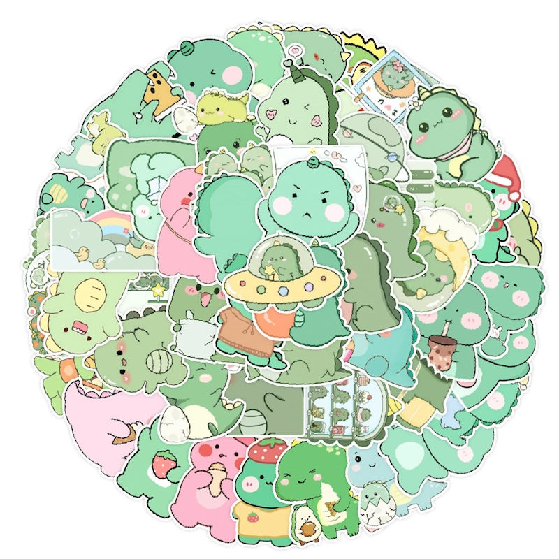 50PCS DIY Waterproof Stickers - Cute Dinosaurs