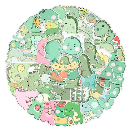 50PCS DIY Waterproof Stickers - Cute Dinosaurs