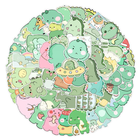 50PCS DIY Waterproof Stickers - Cute Dinosaurs