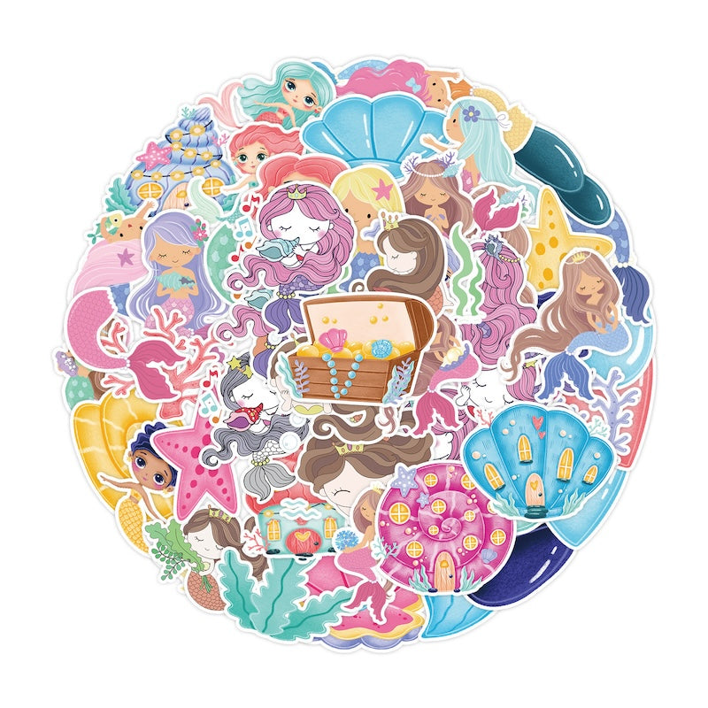 50PCS DIY Waterproof Stickers - Mermaids