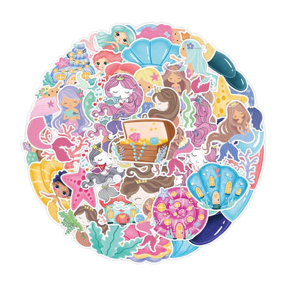 50PCS DIY Waterproof Stickers - Mermaids
