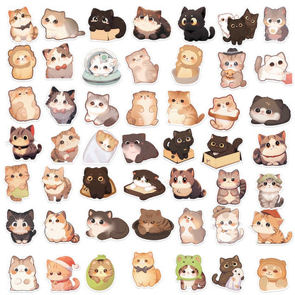 50PCS DIY Waterproof Stickers - Cute Cats