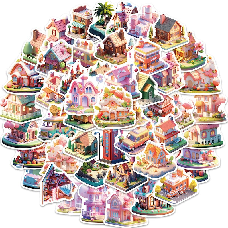 50PCS DIY Waterproof Stickers - Candy House