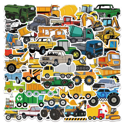 50PCS DIY Waterproof Stickers - Construction Vehicle
