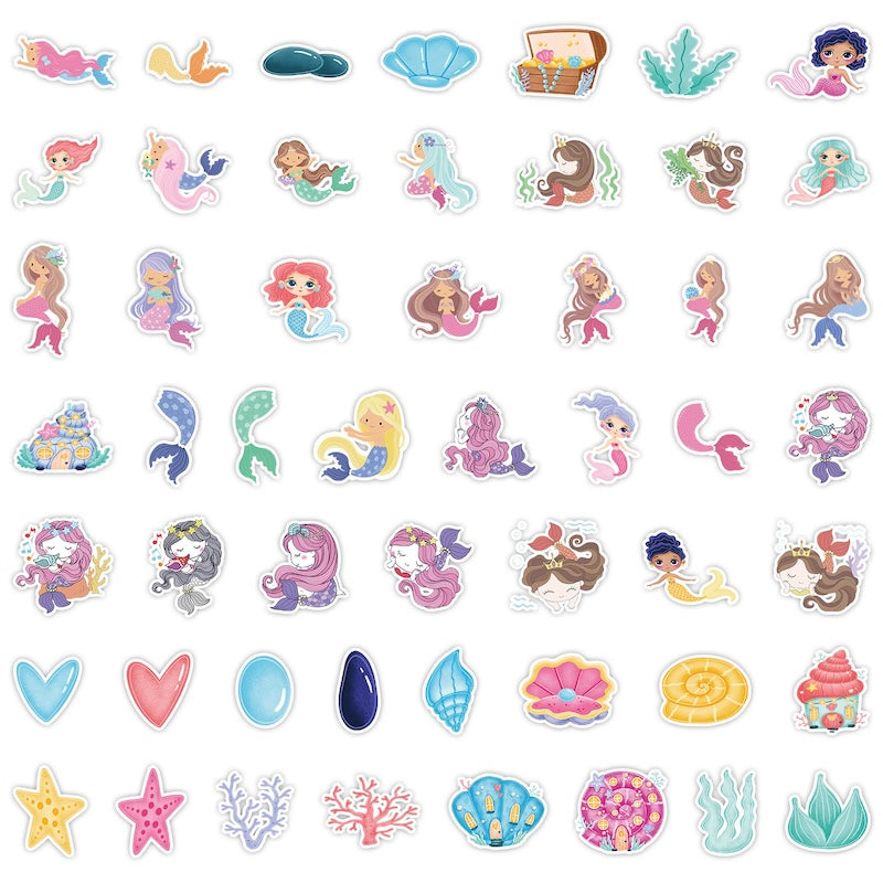 50PCS DIY Waterproof Stickers - Mermaids