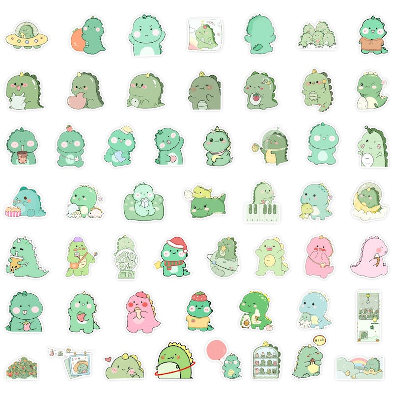 50PCS DIY Waterproof Stickers - Cute Dinosaurs