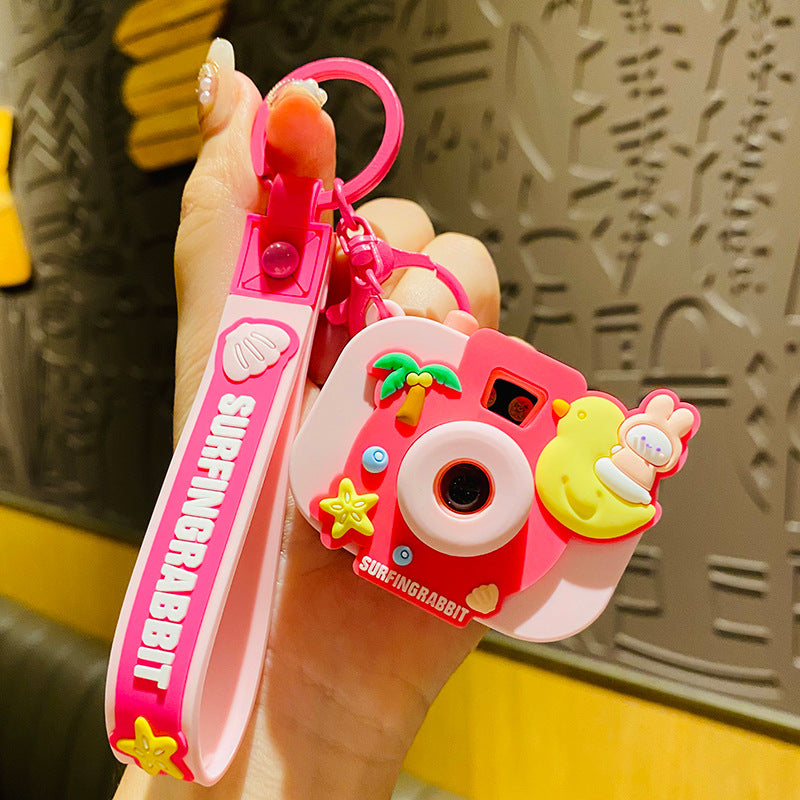 Cute Surf Bunny Projector Camera Keychain