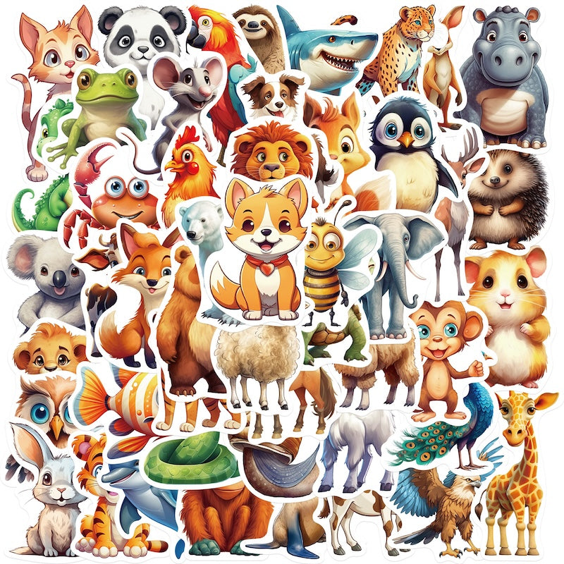 50PCS DIY Waterproof Stickers - Animals