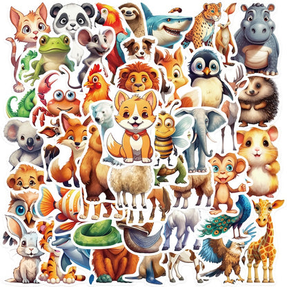 50PCS DIY Waterproof Stickers - Animals