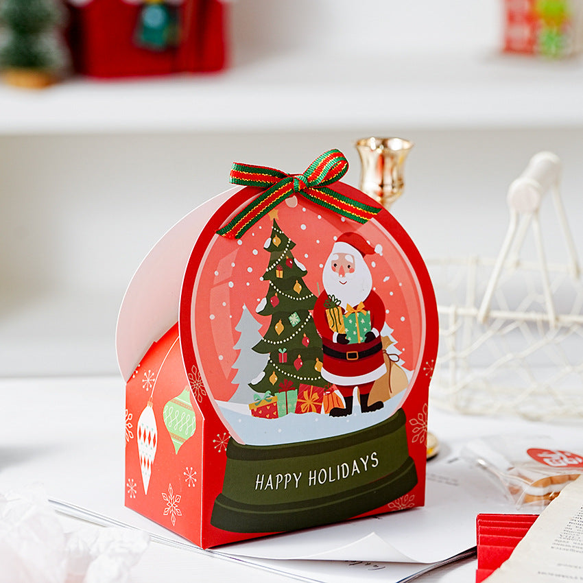 Christmas Snow Globe Ribbon Gift Box – Festive Red & Green (2-Pack)