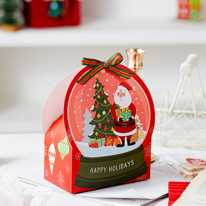 Christmas Snow Globe Ribbon Gift Box – Festive Red & Green (2-Pack)
