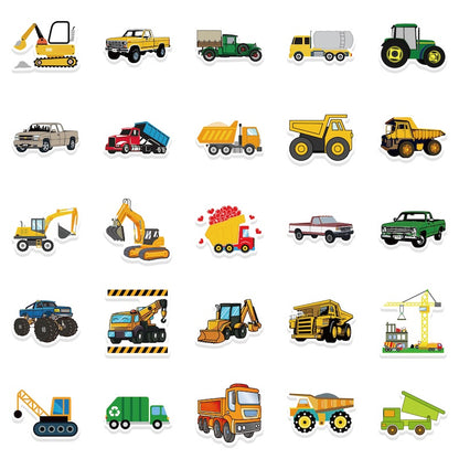 50PCS DIY Waterproof Stickers - Construction Vehicle