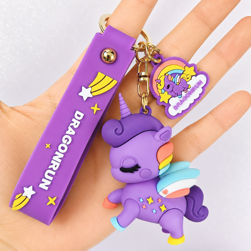 Rainbow Unicorn Silicone Keychain