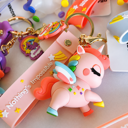 Rainbow Unicorn Silicone Keychain