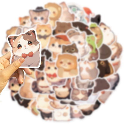 50PCS DIY Waterproof Stickers - Cute Cats
