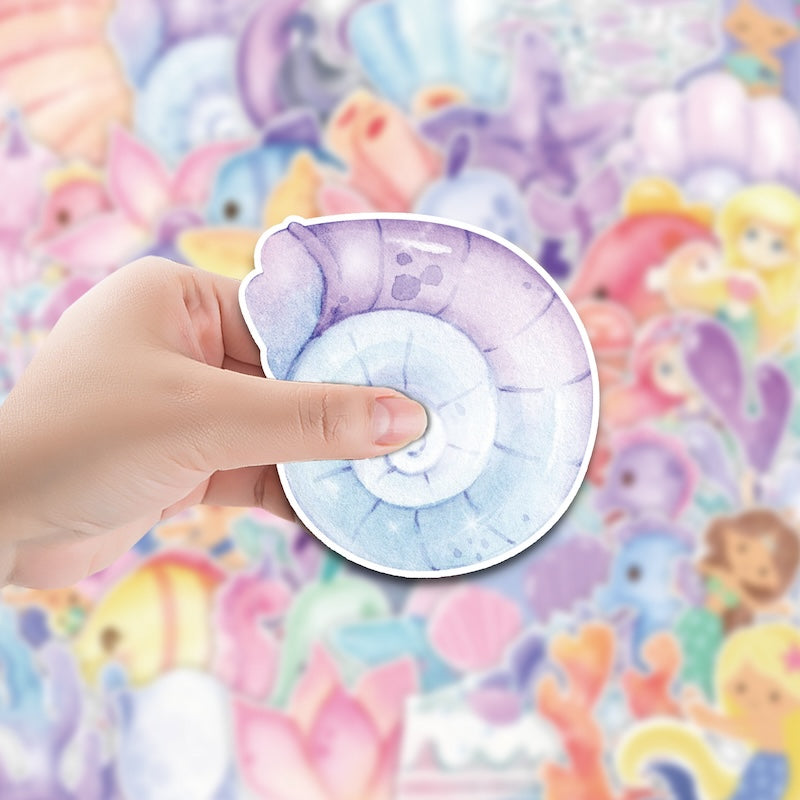 50PCS DIY Waterproof Stickers - Ink-Wash Style Mermaids