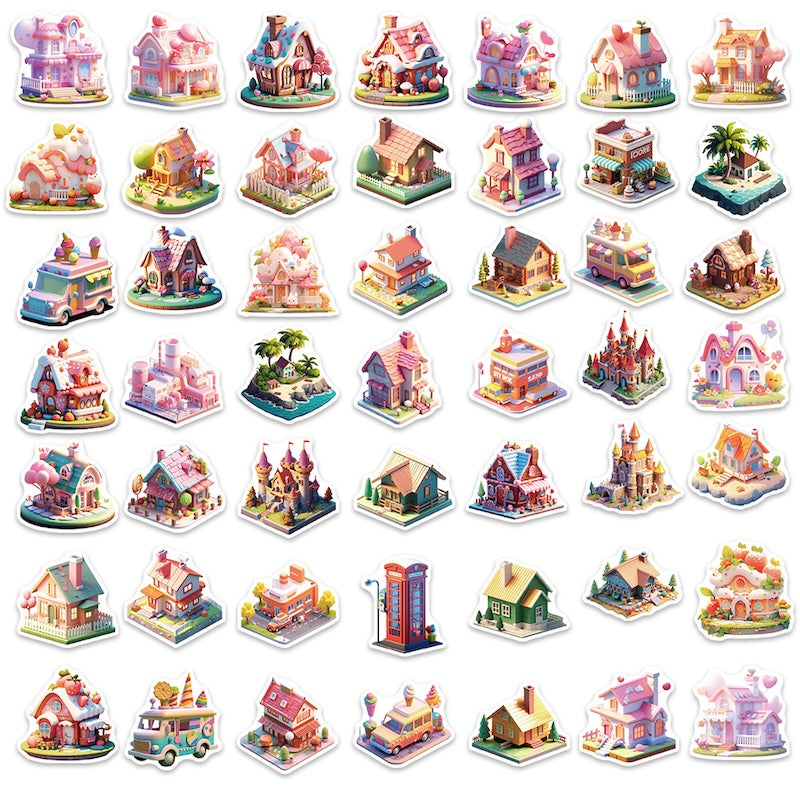 50PCS DIY Waterproof Stickers - Candy House