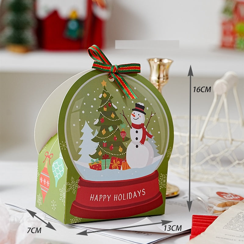 Christmas Snow Globe Ribbon Gift Box – Festive Red & Green (2-Pack)