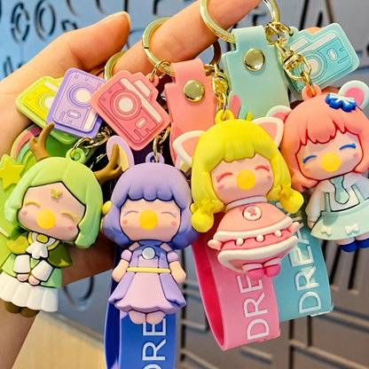 Cartoon Soft Silicone Keychain - Bubble Blowing Girl