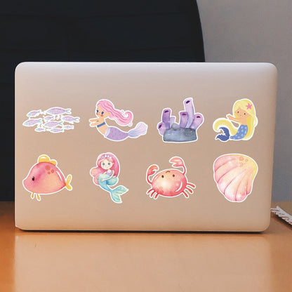 50PCS DIY Waterproof Stickers - Ink-Wash Style Mermaids