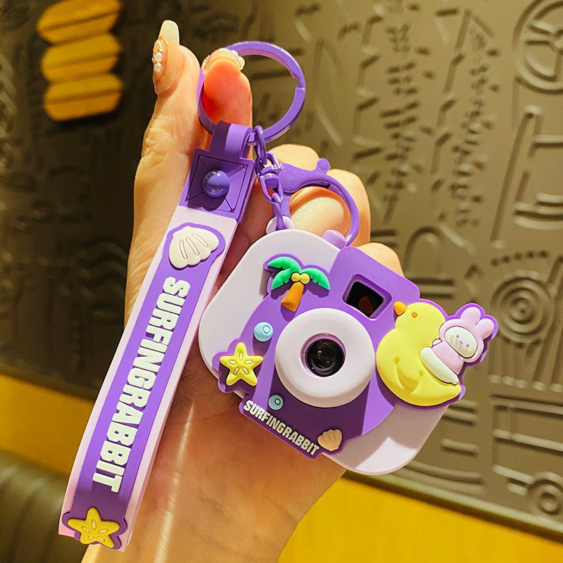 Cute Surf Bunny Projector Camera Keychain