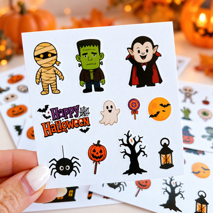 Halloween Goodie Bags for Kids – 6 Piece Set (Bag, Stickers, Keychain, Pencil, Eraser, Notebook)