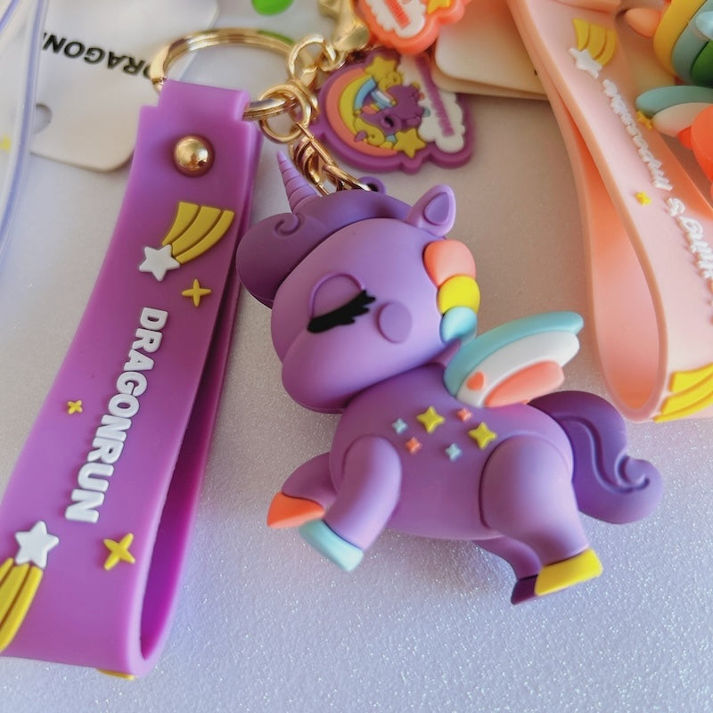 Rainbow Unicorn Silicone Keychain