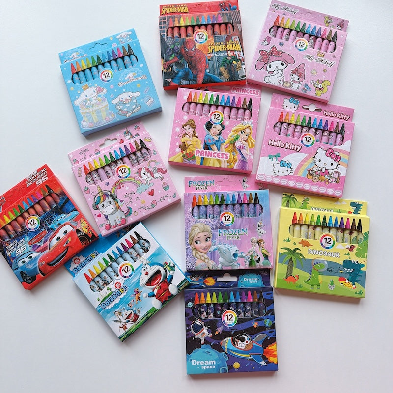 Cute Cartoon Mini Crayons – 12 Colors Set