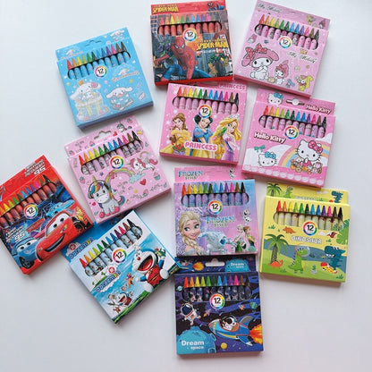 Cute Cartoon Mini Crayons – 12 Colors Set