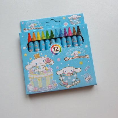 Cute Cartoon Mini Crayons – 12 Colors Set